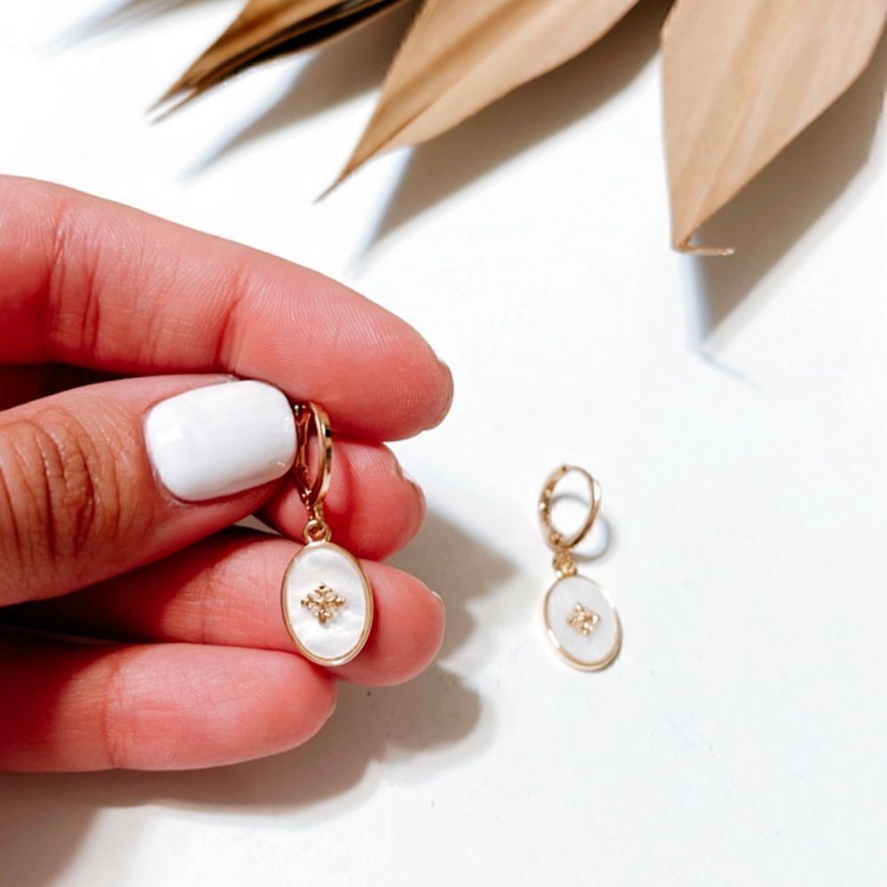 Geo dangle hoop earrings #814 - Picture 3 of 4